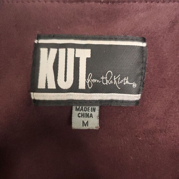Kut From The Kloth Jacket Womens M Suede Soft Unlined Burgundy Draped Front - Picture 6 of 10